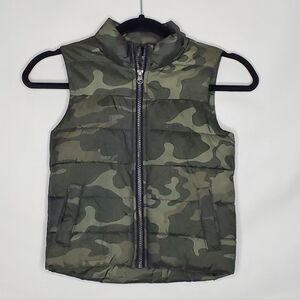 Sonoma Kid's Puffer Vest Size 5 Camo Zip Front Sleeveless Jacket Fleece Lined